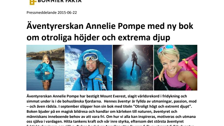 Äventyrerskan Annelie Pompe med ny bok om otroliga höjder och extrema djup