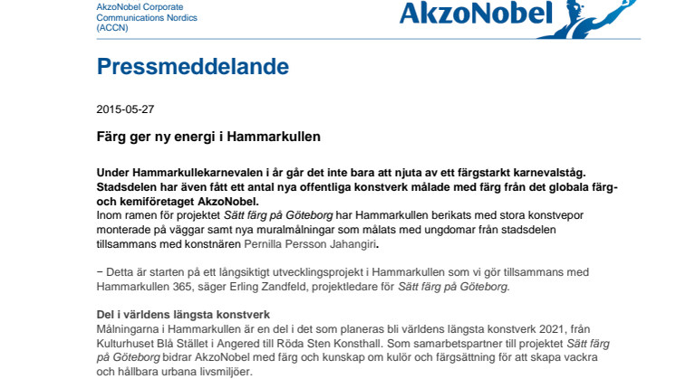 Färg från Nordsjö ger ny energi i Hammarkullen