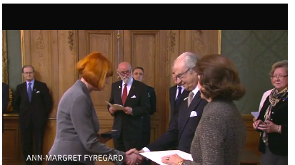 Set and costume designer Ann-Margret Fyregård awarded a medal by the King Carl XVI Gustaf