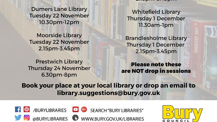 Join a workshop and help to improve the library service