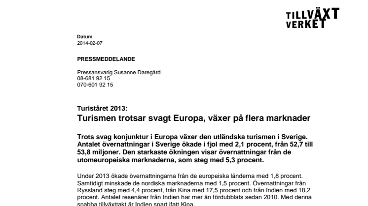 Turiståret 2013: Turismen trotsar svagt Europa, växer på flera marknader