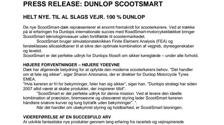 Dunlop lancerer nu det nye scooterdæk "Scootsmart"
