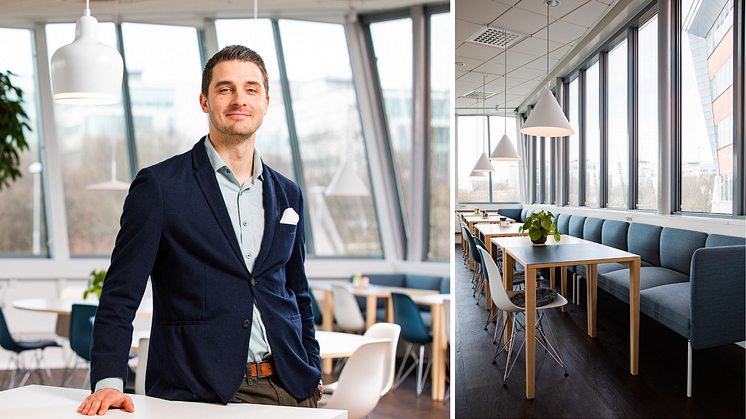 Carl-Axel Renmarker, rådgivningschef på Länsförsäkringar Lund, tycker det känns tydligt att Ideon Science Park på Brunnshög är ett spännande område att etablera sig i.