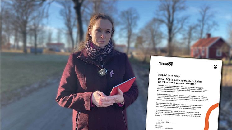 Kommunstrateg Emma Lindblad presenterar resultatet av SCB:s medborgarundersökning i Tibro.