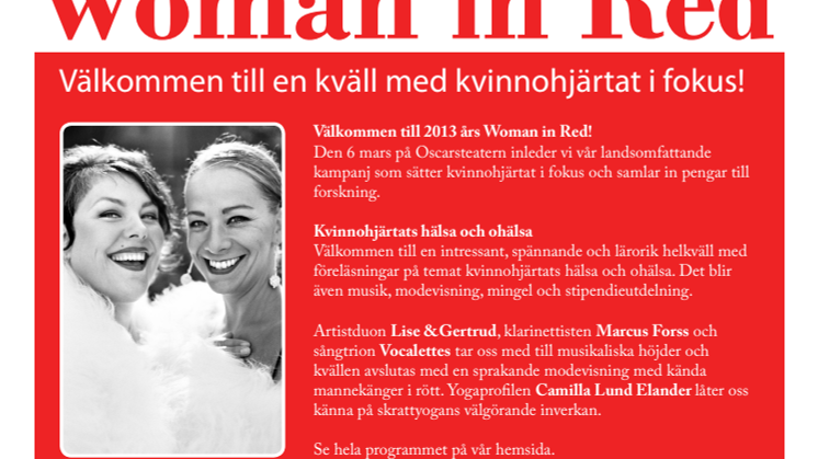 Program för Woman in Red i Stockholm 6 mars