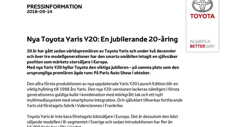 Nya Toyota Yaris Y20: En jubilerande 20-åring
