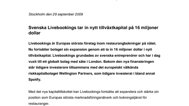 Svenska Livebookings tar in nytt tillväxtkapital på 16 miljoner dollar