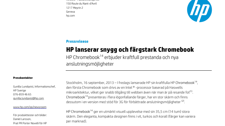 HP lanserar snygg och färgstark Chromebook