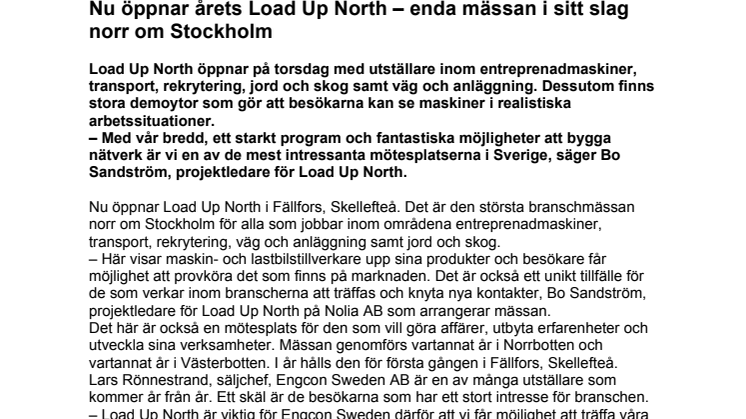 Nu öppnar årets Load Up North – enda mässan i sitt slag norr om Stockholm 