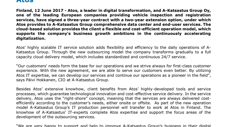 A-Katsastus Group outsources its IT services to Atos