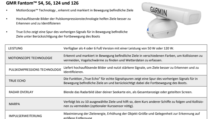 Datenblatt Garmin Radar GMR Fantom