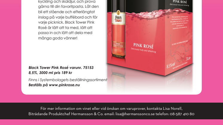 Black Tower Pink Rosé – nyhet i beställningssortimentet!