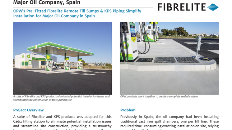 Pre-Fitted Fibrelite Remote Fill Sumps & KPS Piping Simplify Installation for Major Oil Company in Spain