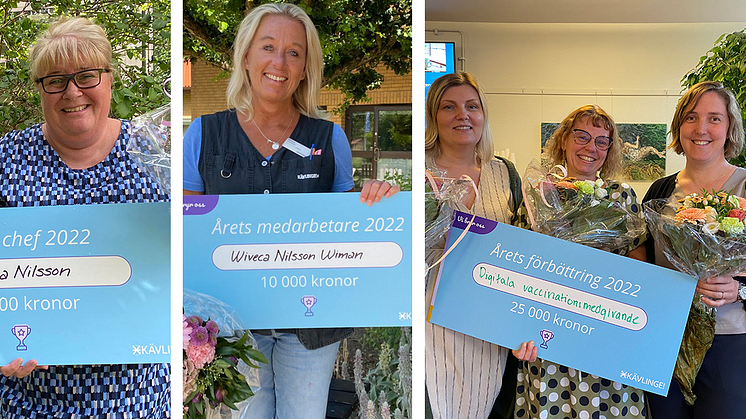 Förra årets pristagare blev Lena Nilsson (Årets chef), Wiveca Nilsson Wiman (Årets medarbetare) och Christina Fåhreus, Henny Lind och Lina Rudin (Årets förbättring - Digitala vaccinationsmedgivande).