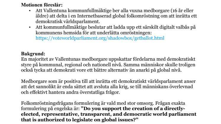 Motion om global folkomröstning på Internet