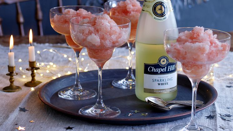 Chapel Hill Sparkling Alkoholfri & röd grapesorbet till Alla hjärtans dag.