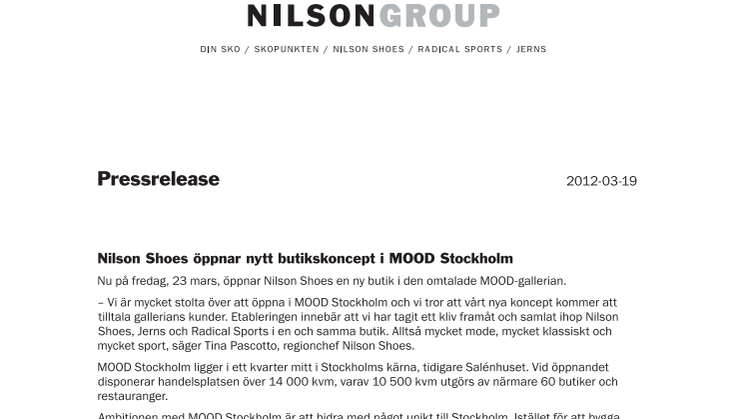 Nilson Shoes öppnar nytt butikskoncept i MOOD Stockholm
