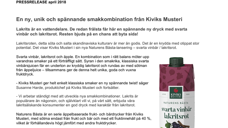 Ny, unik och spännande smakkombination från Kiviks Musteri