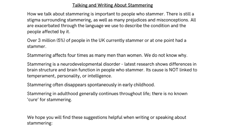 Talking and Writing About Stammering 
