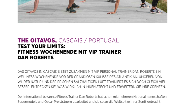 Test Your Limits: Fitness Wochenende mit VIP Trainer Dan Roberts im The Oitavos in Cascais, Portugal
