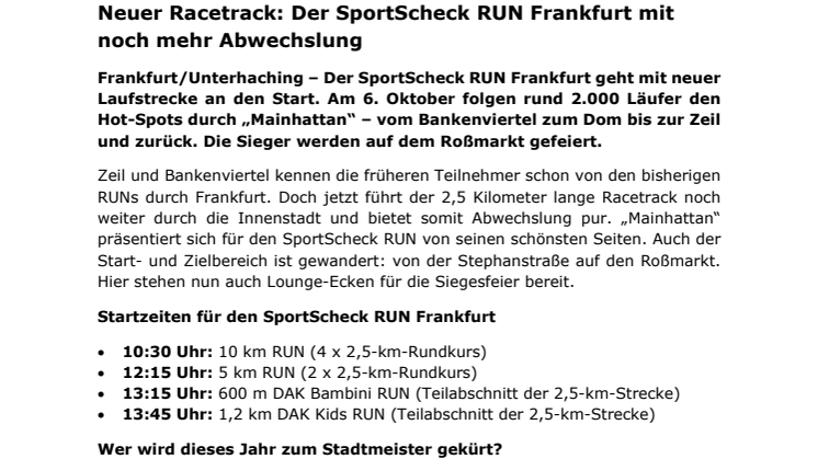 Neuer Racetrack: Der SportScheck RUN Frankfurt mit noch mehr Abwechslung