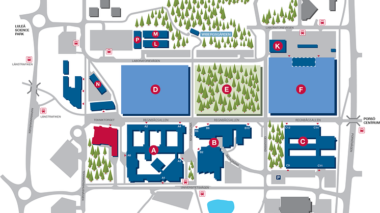 Karta Luleå tekniska universitet, Campusomställning
