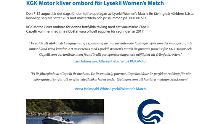 KGK Motor kliver ombord för Lysekil Women’s Match