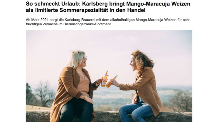 So schmeckt Urlaub: Karlsberg bringt Mango-Maracuja Weizen als limitierte Sommerspezialität in den Handel 