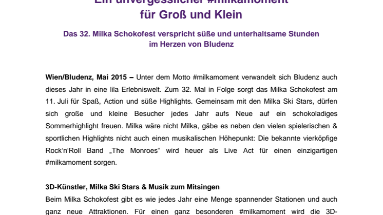 Milka Schokofest 2015: Ein unvergesslicher #milkamoment für Groß und Klein