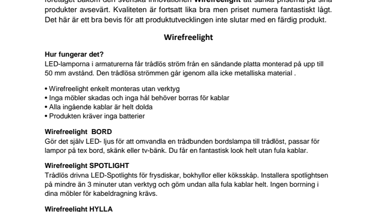Trådlös el - en banbrytande svensk innovation till nytt fantastiskt pris!
