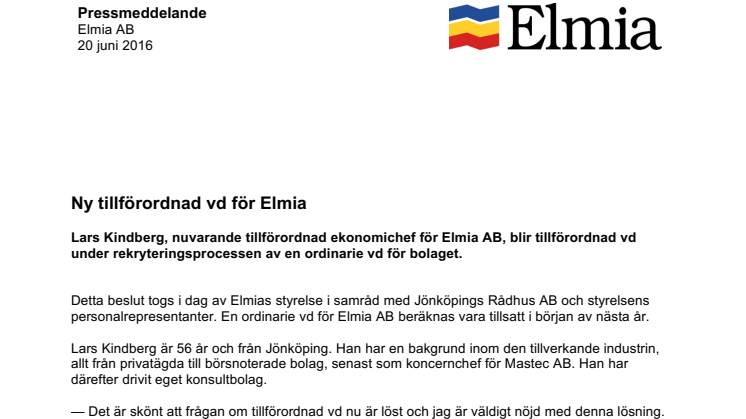 ​Ny tillförordnad vd för Elmia