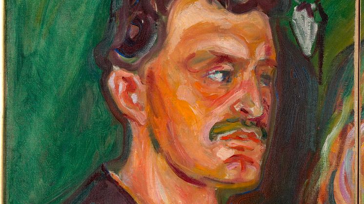  Edvard Munch: Selvportrett mot grønn bakgrunn / Self-Portrait against a Green Background (1905)