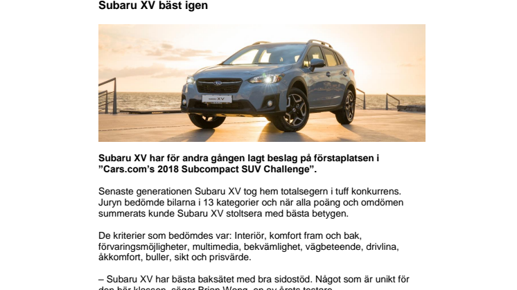 Subaru XV bäst igen