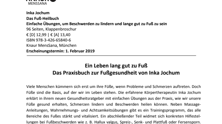 Presseinformation Fuß-Heilbuch