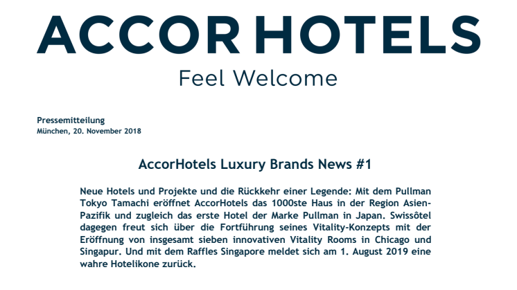 AccorHotels Luxury Brands News #1