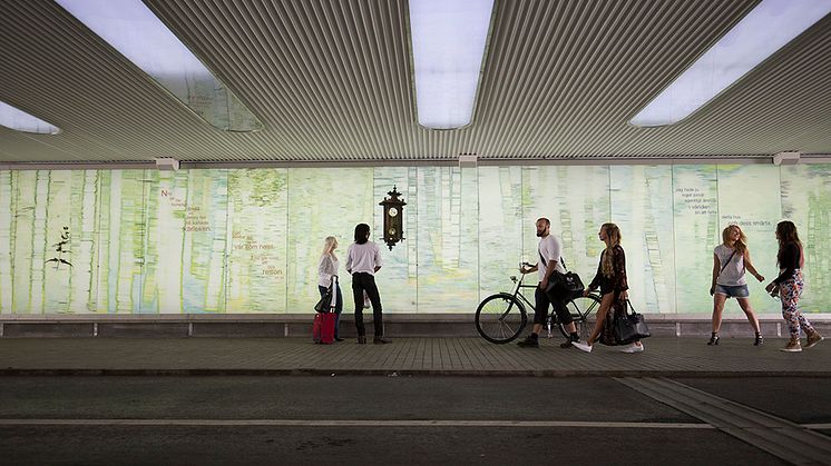 Stationstunneln är en gång- och cykeltunnel i Umeå. Med både funktion och skönhet bidrar den till att skapa trygghet i en miljö som ibland upplevs som otrygg. Foto: Fredrik Larsson