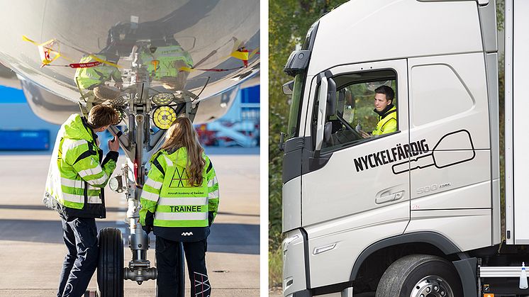 Vartannat år tävlar hundratals av Sveriges mest yrkesskickliga ungdomar inom ett femtiotal olika yrken. Här är det inom Flygteknik och Lastbilsförare. Foto: Liza Simonsson/Mikael Enbom