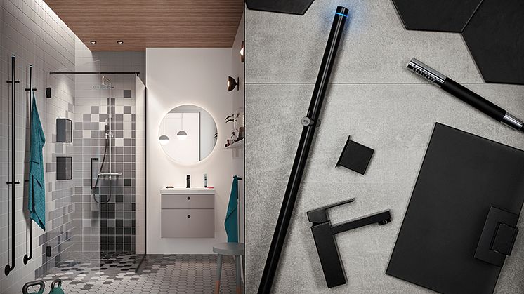 De svarta detaljerna är 2018 en stark trend i allt från val av duschvägg och blandare till de innovativa förvaringsskåpen i duschutrymmet, som hjälper dig att hålla ordning i såväl det lilla som det stora badrummet. 