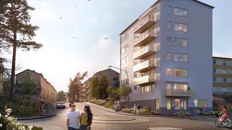 37 nya lägenheter - Ammarfjället, Traneberg. Illustration: Amneby Forslund Arkitekter AB