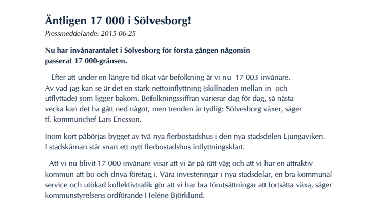 Äntligen 17 000 i Sölvesborg