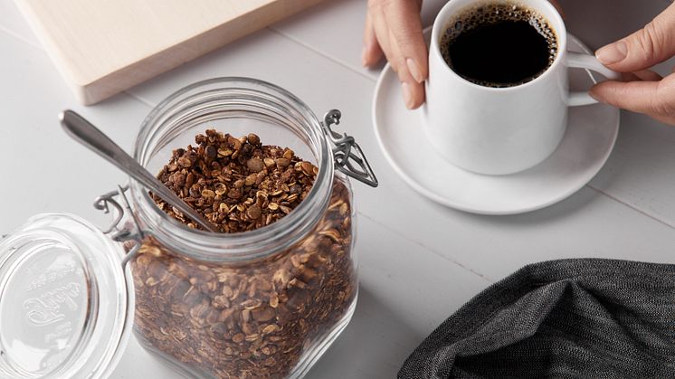 Granola med espresso och chokladnibblets