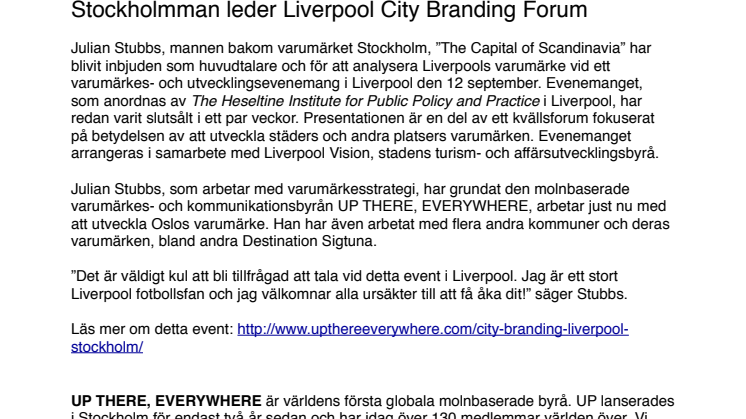 Stockholmman leder Liverpool City Branding Forum 