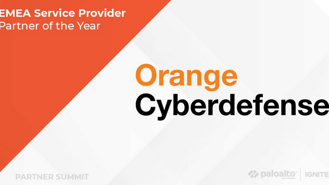 Orange Cyberdefense har tilldelats utmärkelsen ”årets tjänsteleverantör i EMEA” av Palo Alto Networks