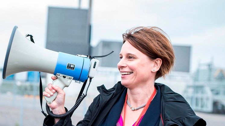 Åsa Carlson, VD på BKAB, i samband med invigningen av Mellanlagret på Barsebäcksverket förra året.