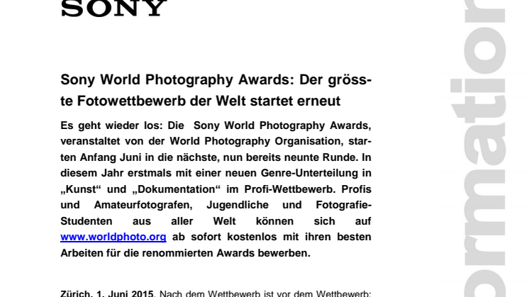 ​Sony World Photography Awards: Der grösste Fotowettbewerb der Welt startet erneut