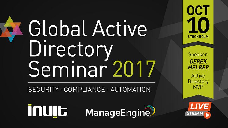 Delta på Global Active Directory Seminar 2017 på plats i Stockholm eller via Livestream.