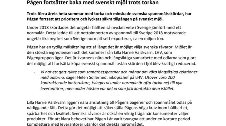 Pågen fortsätter baka med svenskt mjöl trots torkan