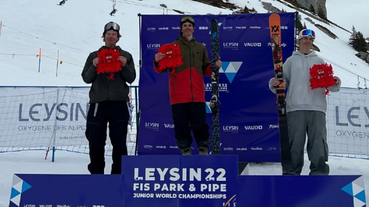 Axel Burmansson, Sälens IF, tog hem bronsmedaljen på JVM i slopestyle. Foto: SSF.