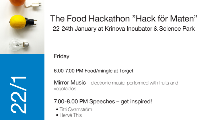 Pressinbjudan till Food hackathon på Krinova i Kristianstad