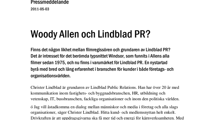Woody Allen och Lindblad PR?
